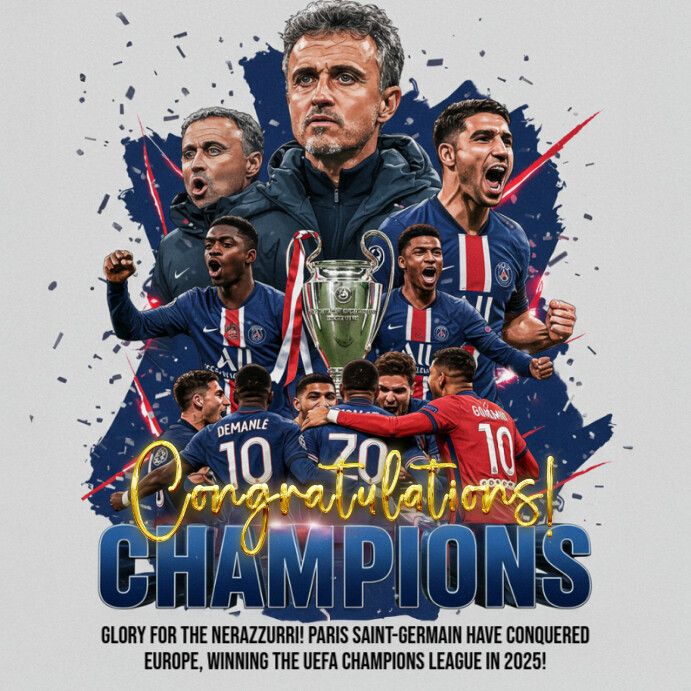 UEFA Champions League 2025 Winner Instagram Post template